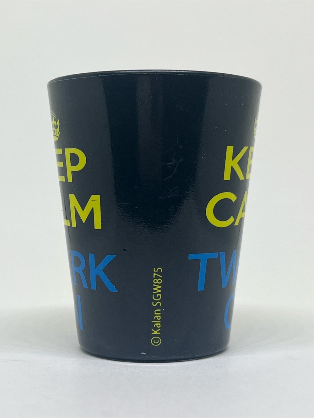 Keep Calm and Twerk On Black Shot Glass with Lime & Blue Print - Picture 3 of 5